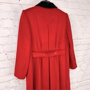 Vintage Bert Newman Jacket Womens 12P Red Black Double Breasted Long Pea Coat